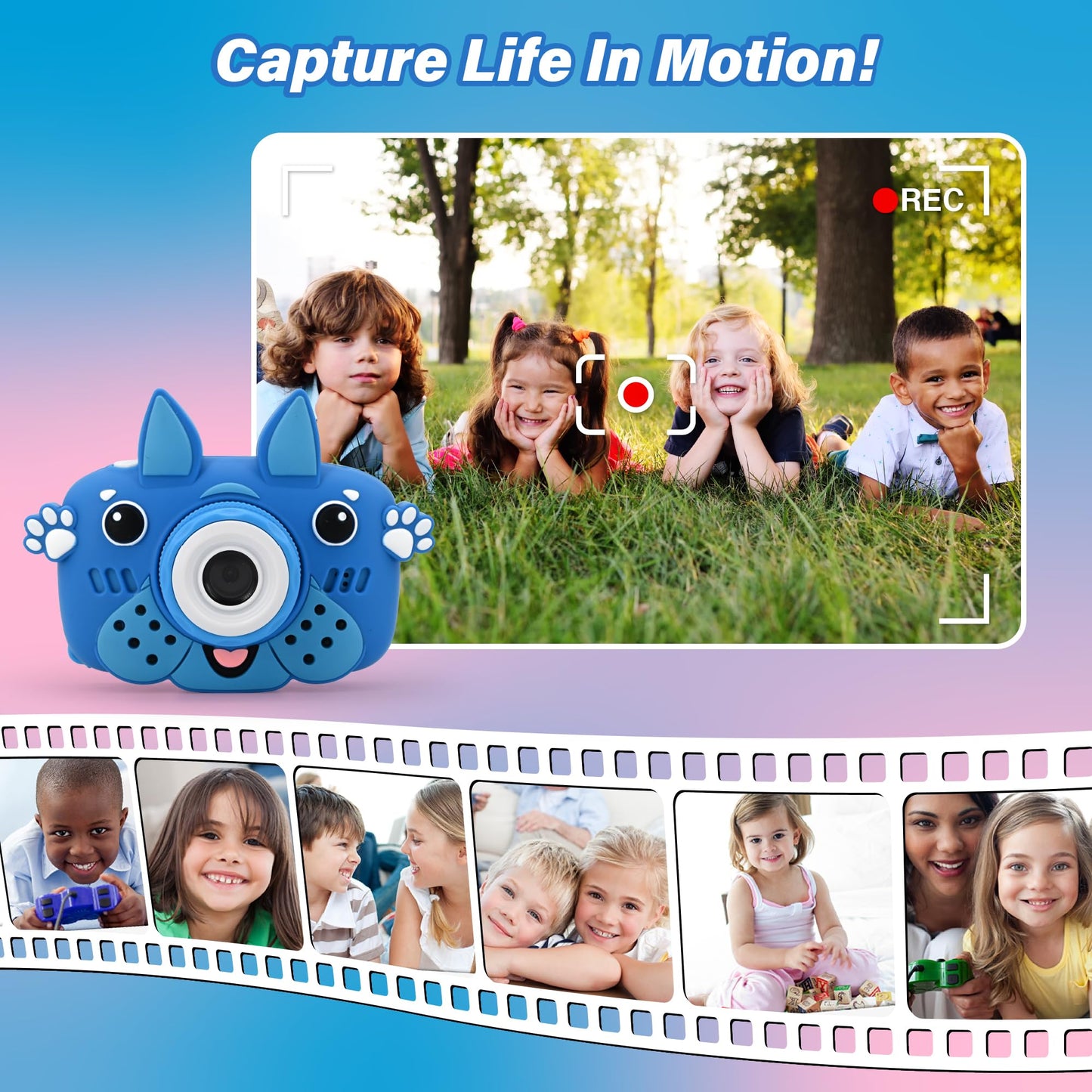Gkidz Kids Camera For Boys & Girls Toy Camera Age 3-12 Years Old Young Photographers With 64Gb Sd Card, Hanging Belt & Durable S