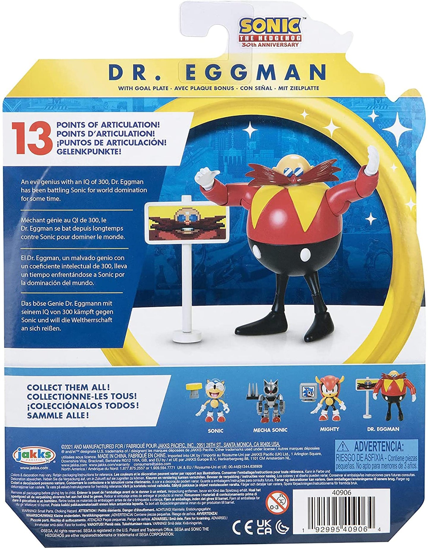 Sonic The Hedgehog 4-Inch Action Figure Classic Eggman With Goal Plate Collectible Toy