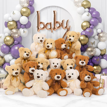 Maogolan 15 Pack Teddy Bears Bulk For Baby Shower, 14 In Small Teddy Bear Plush Toy, Mini Stuffed Bears Bulk For Kids Girlfriend