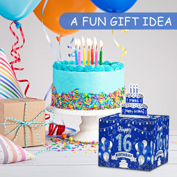 16Th Birthday Gifts For Boys, Sweet 16 Money Box Birthday Decorations For Boy, Money Box For Cash Gift, Boys 16Th Birthday Gift