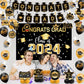 Graduation Decorations Class Of 2024,Gold Themed Graduation Decorations Set,Class Of 2024 Backdrop Banner,Graduation Hanging Swi