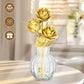 QIFUN Gold Roses Building Set - 3-Piece Bouquet, Plastic, 1 Inch, Romantic Home Decor Gift for Her, Model QF-1
