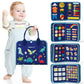 Hahaland Busy Board For Toddlers 2-4 - Montessori Toys For 2 Year Old Boy Birthday Gift -7In1 Learning Activities Ages 1-3 With Life Skills|Abc|Number|Shape|Color|Animal|Weather