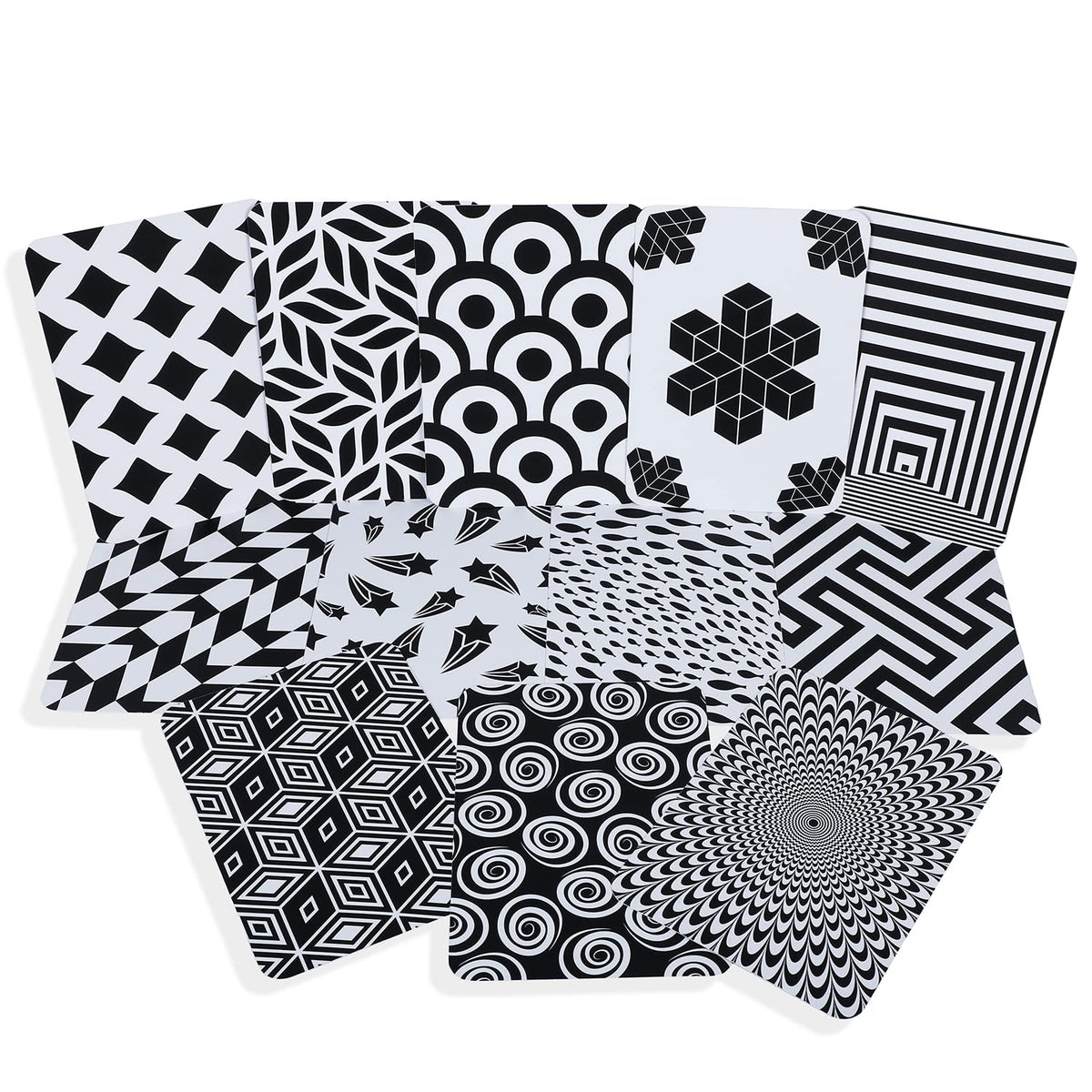 Babymoo High Contrast Flash Cards Pack Of 12 Patterns I Baby Education Card I Kids Flace Card  Black And White
