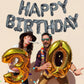 Toniful Black Marble Happy Birthday Balloons Banner,16 Inch Mylar Foil Letters Birthday Sign Bunting For Girls Boys Kids & Adult