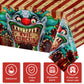 Tiamon 3 Pieces Halloween Tablecloth Horror Circus Table Cover Giant Evil Clown Tablecloth Halloween Circus Plastic Table Cover