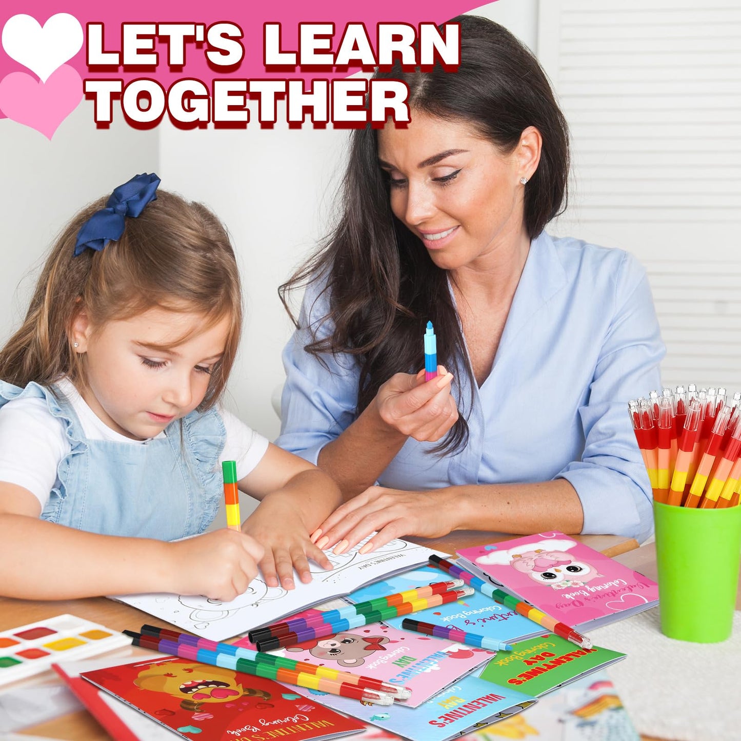 Fulmoon 144 Pcs Valentines Day Coloring Books for Kids Valentines Party Favors Bulk Gifts Valentine Coloring Book Set Goodie Ba