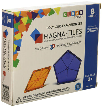 Magna-Tiles Polygons 8-Piece Expansion Magnetic Construction Set, The Original Magnetic Building Brand