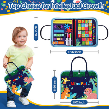 Mindpal Busy Board, Montessori Toy For Over 3 Year Old, Toddlers Educational Activity Developing Sensory Board For Fine Basic Dr