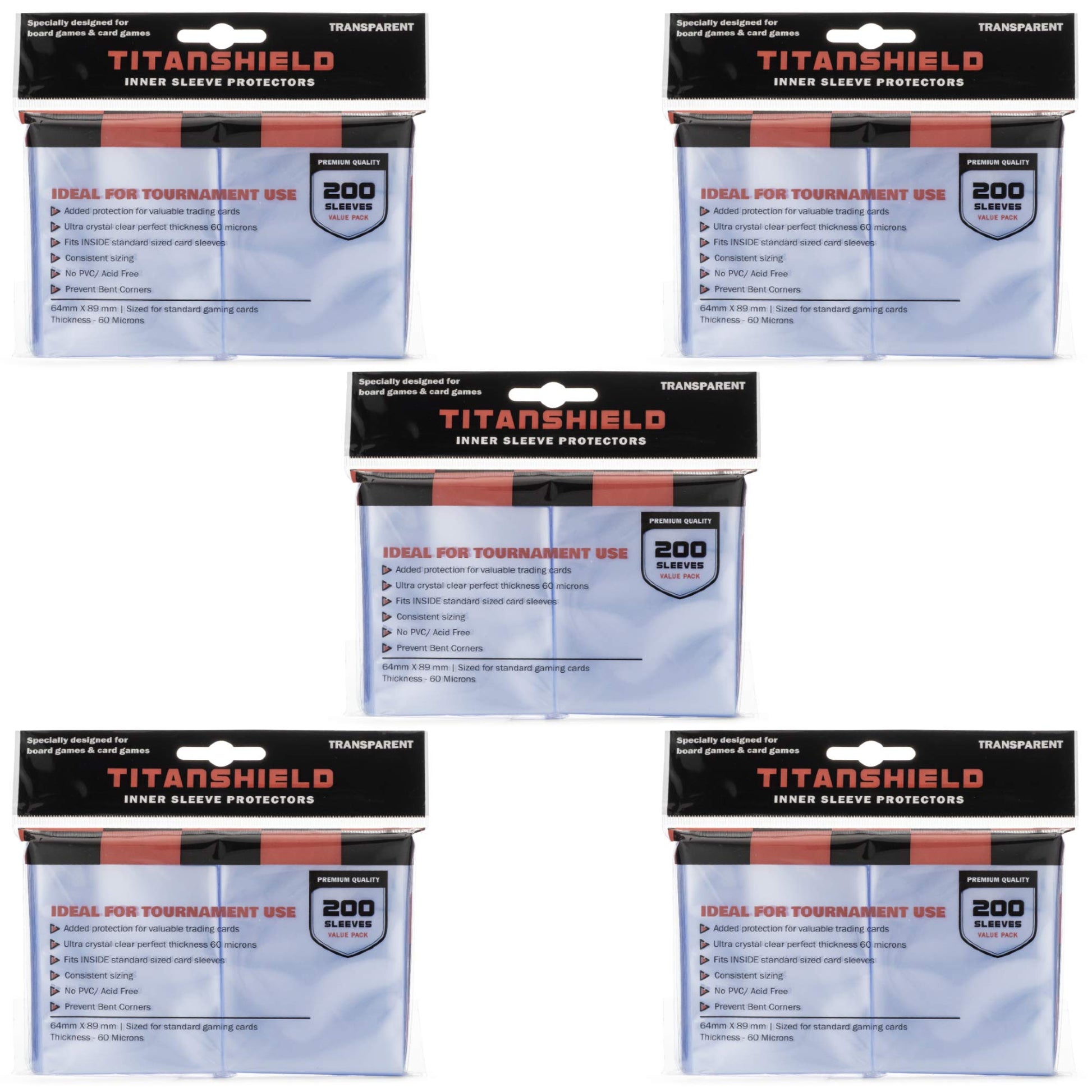 TitanShield 1000 Premium 60-Microns Ultra Clear Standard Size Perfect Exact Fit Inner Card Sleeves. Perfect for Double-sleeving and Compatible with Po TitanShield 1000 Premium 60-Microns Ultra Clear Standard Size Perfect Exact Fit Inner Card Sleeves. Perfect for Double-sleeving and Compatible with Po