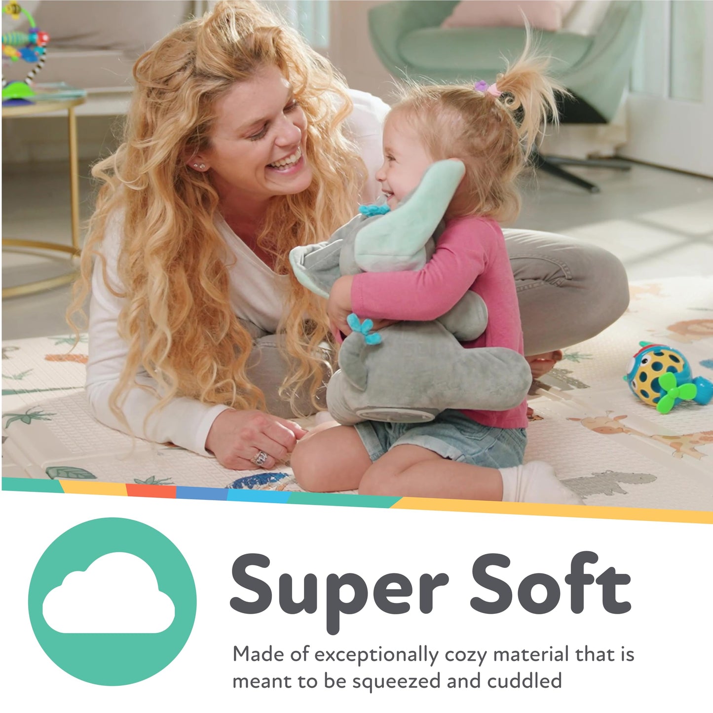 Nuby Peek a Boo Friends Animated Plush Toy with Music and Interactive Play, Baby Elephant