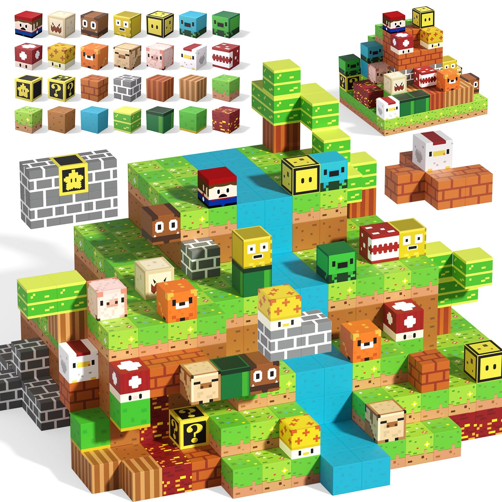 Dufvrpe Magnetic Blocks - 120Pcs The Plumber Is Out - 1'' Creative Magnetic Building Cubes Gift Set For Kids Ages 4-8