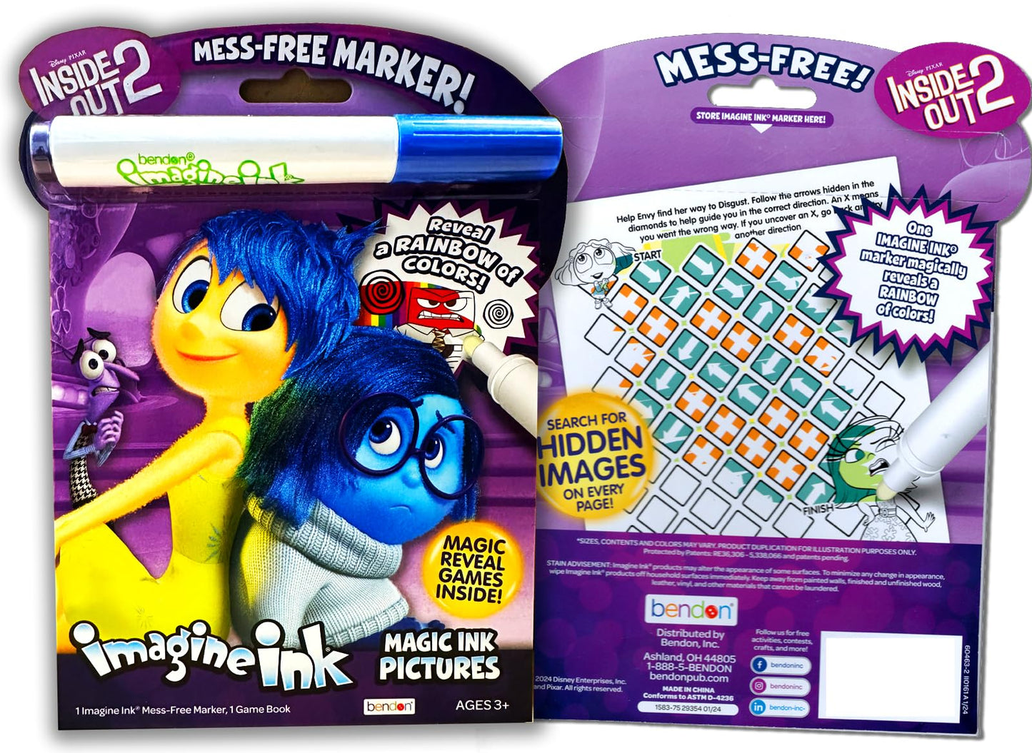 Bendon Disney Inside Out 2 Coloring and Activity Book Bundle - Multi, 8"x10.75", Includes Imagine Ink, Stickers, and More