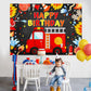 Mocsicka Fireman Birthday Backdrop 7x5ft Fire Truck Happy Birthday Party Decorations Banner Fireman Theme Kids Bday Background B