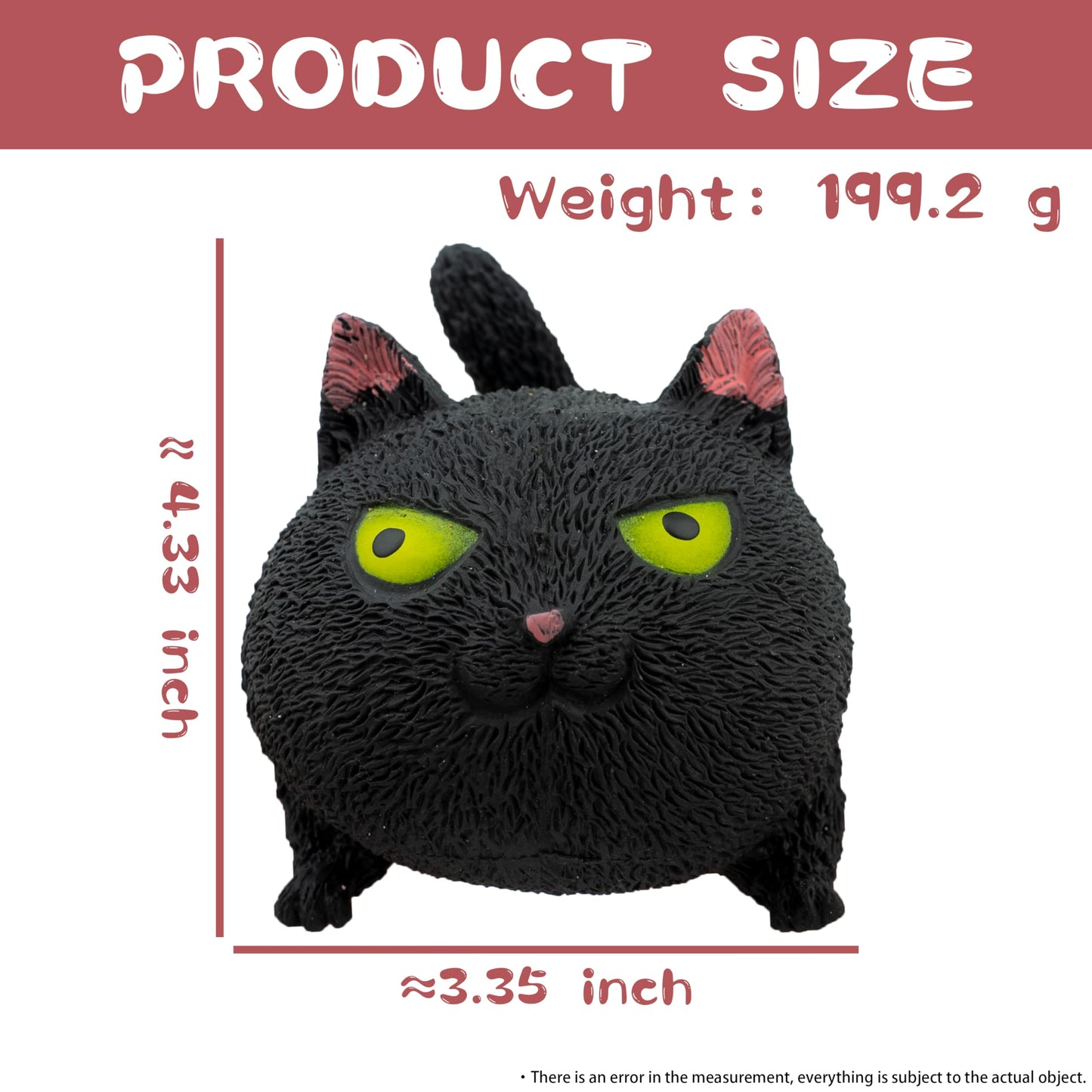 AWANGLUO Squishy Fidget Cat-Shaped Stress Toy, TPR, Black & White, Model HOTTOY01, Anxiety Relief for Kids & Adults