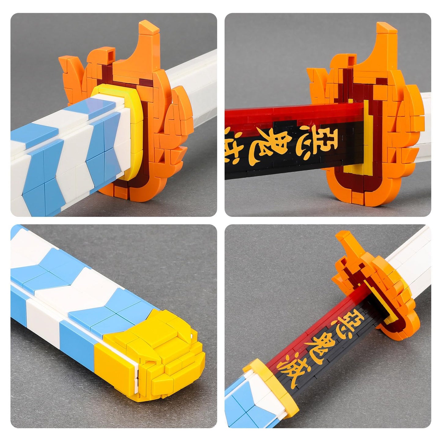 TOY PLAYER Demon Slayer decorative replica blade Toy Building Set  Rengoku Kyoujurou decorative replica blade with Scabbard and Stand  Katana Building Set  Gift for Anime Fans (792 Pcs)