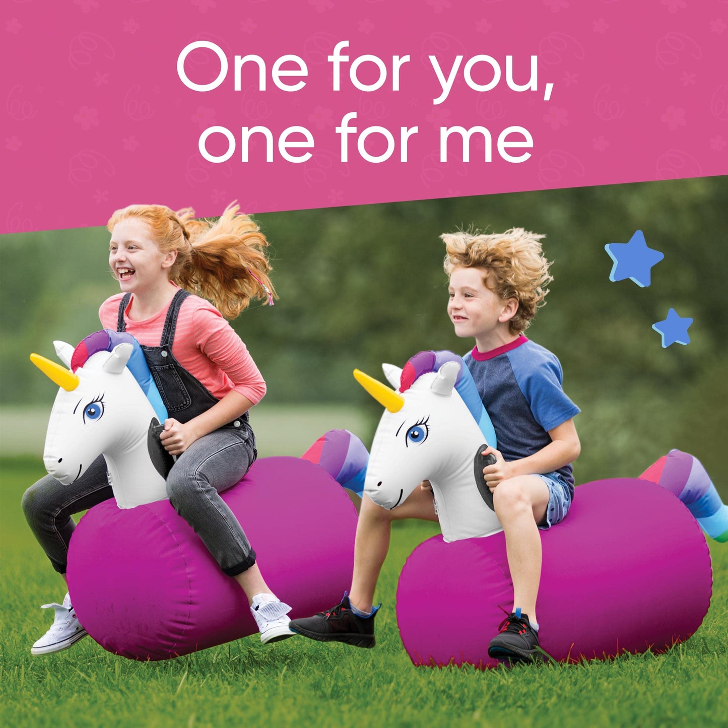 HearthSong Inflatable Unicorn Bouncy Hopper Toys for Kids - 2 Pack, Vinyl, Ages 5+, Model 733649, Perfect for Outdoor Games