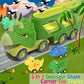 Veslier Dinosaur Transport Carrier Truck with 4 Pull Back Dino Cars, Assorted Colors, Ideal Christmas/Birthday Gift for Kids 18M+