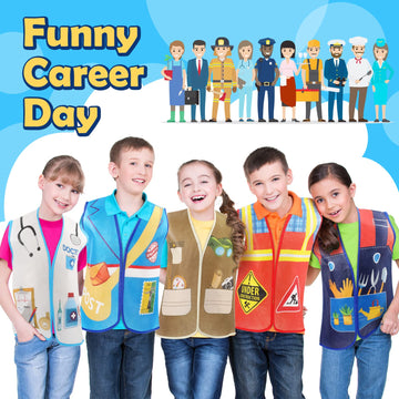 Geyoga 10 Pcs Kids Community Helper Dress Up Vest Career Cosplay Cloth Toddlers Occupation Pretend Play Costume (6-10 Years)