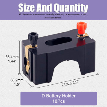 Swpeet 10Pcs Series Or Parallel D Battery Holder Kit, Perfect For Physics Laboratory, School Electronic Experimenting, Great For