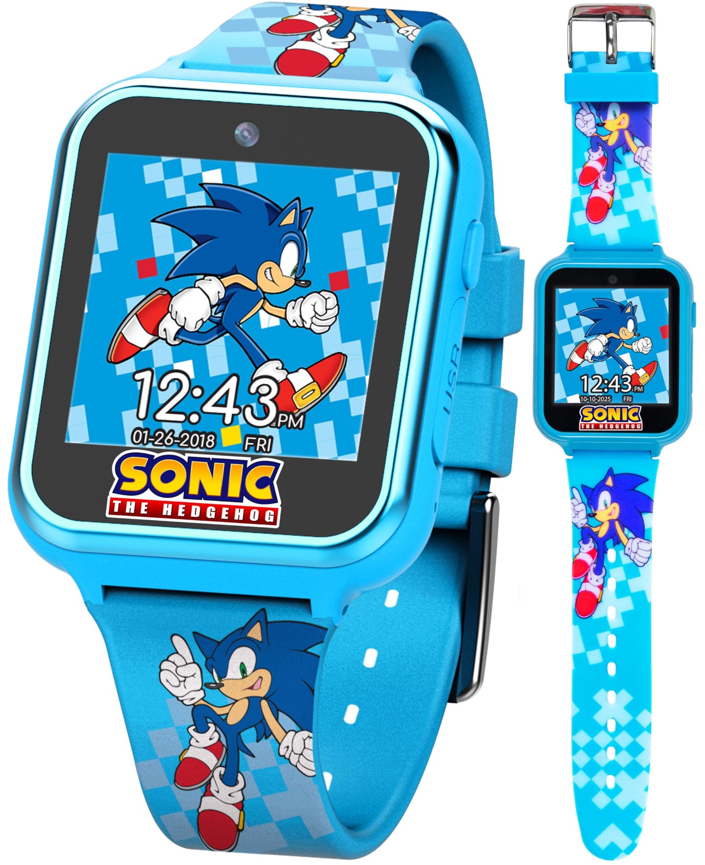 Sega Sonic The Hedgehog Educational Learning Touchscreen Smart Watch Toy For Boys, Girls, Toddlers - Selfie Cam, Learning Games, Alarm, Calculator, Pedometer (Model: Snc4055Az)