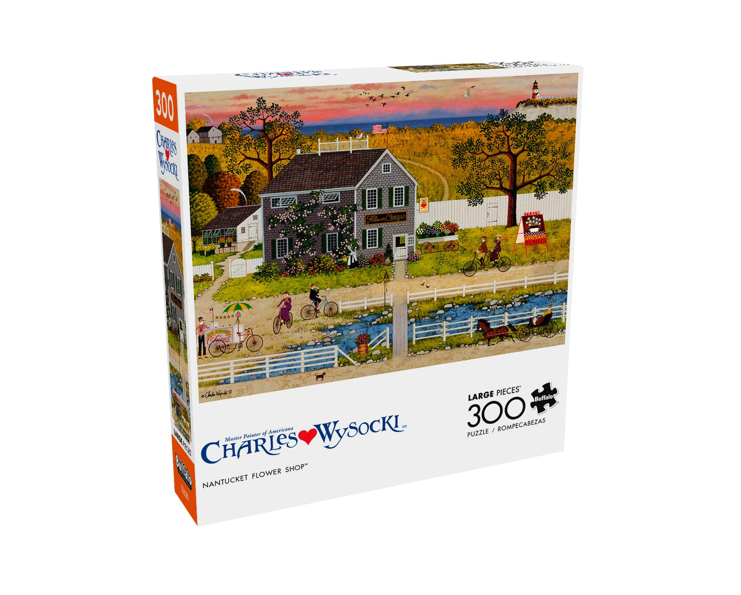 Buffalo Games - Charles Wysocki - Nantucket Flower Shop - 300 Piece Jigsaw Puzzle For Adults -Challenging Puzzle Perfect For Gam
