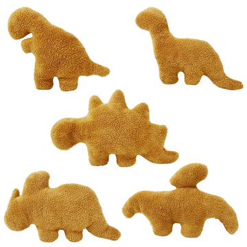 Isaacalyx Small Dino Chicken Nugget Pillow Set, 5 Packs Soft Cotton for Birthday Gifts & Dinosaur Theme Party Decorations