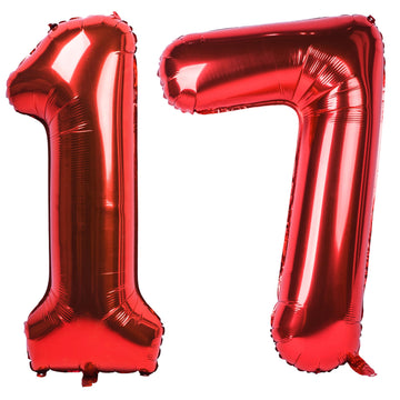 40 In Red Number Balloons Helium Foil Mylar Balloon Birthday Party Banquet Decoration Digital 17
