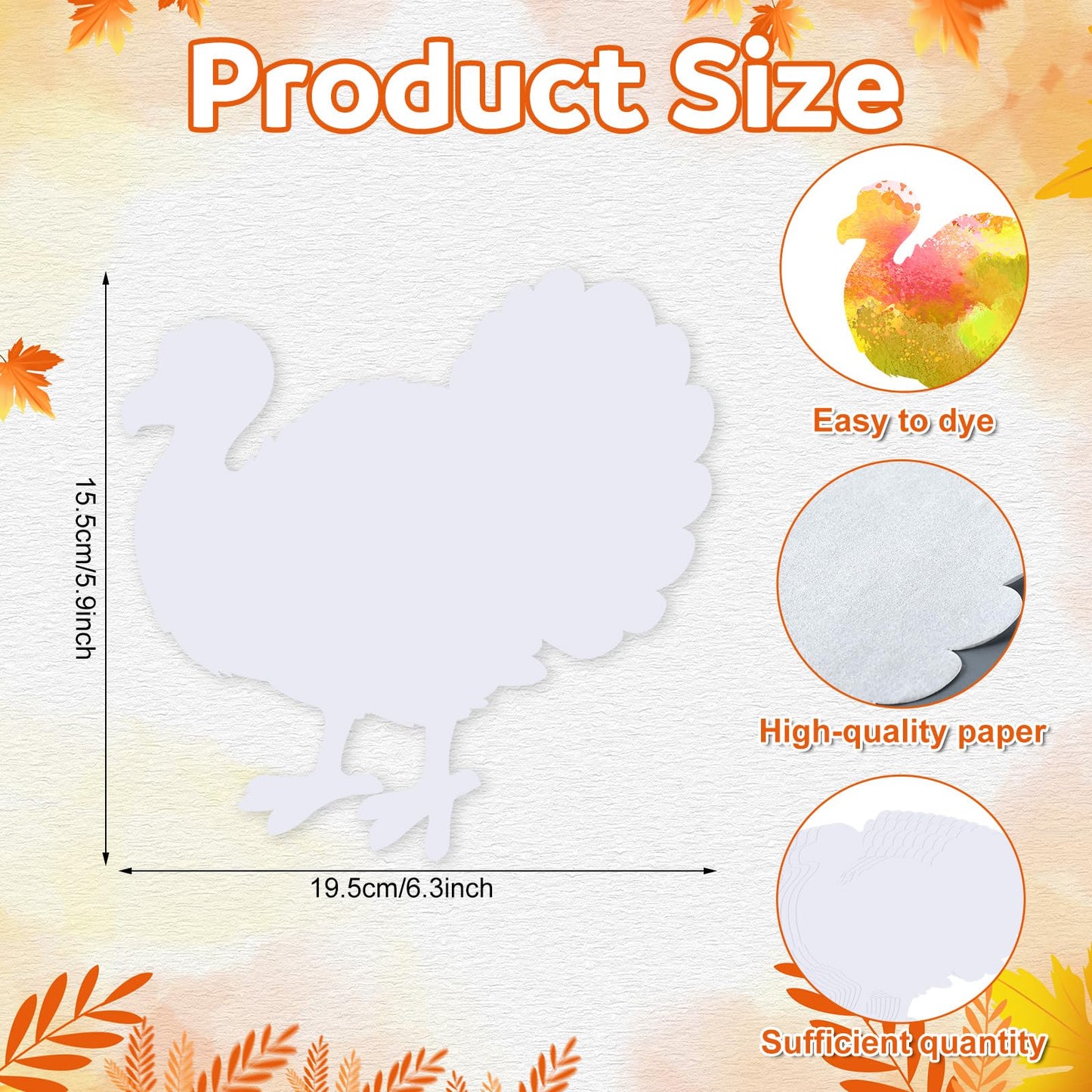 Gersoniel 100 Pcs Color Diffusing Paper Turkey Thanksgiving Color Diffusing Watercolor Crafts for Thanksgiving Arts and Crafts