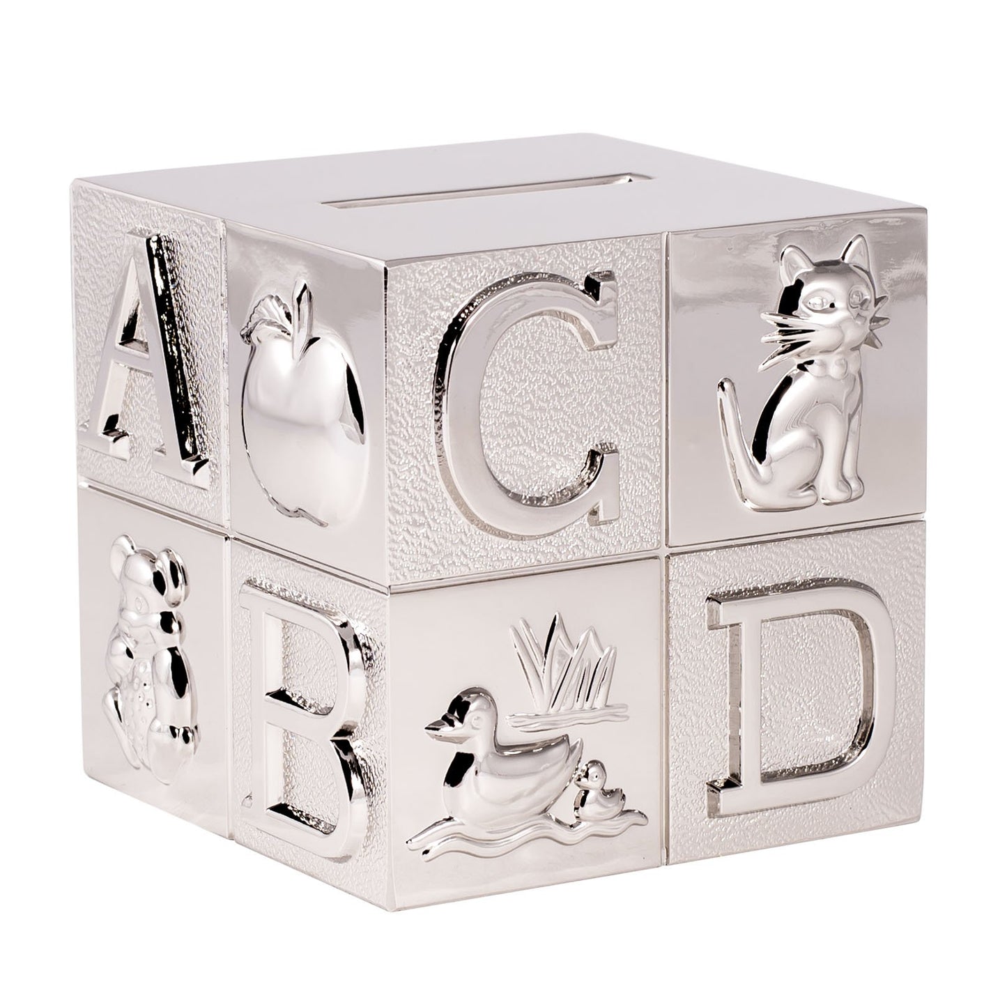 Creative Gifts International Pewter Abc Block Bank For Kids, Newborn Gift, Silver, 3      X3      X3      , Shiny Non-Tarnish Ni