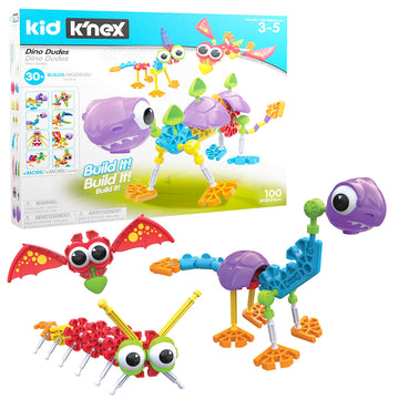 Kid K'Nex - Dino Dudes Set ‚ 100 Pieces, Preschool Stem Building, Kid Construction Set, Creative Play‚ Ages 3+
