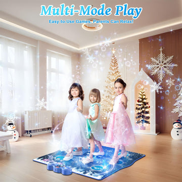 Skycomet Dance Mat, Ice And Snow 6-Button Princess Dance Mat For Kids Ages 4-8, Bluetooth Music Control, 13 Built-In Music, 6 Ga