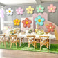 BTZO 16 Set Daisy Flower Balloons Kit - Multicolor Rubber Decorations for Birthday, Baby Shower, Wedding, and Retro Theme Parties