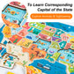 2 Pack Puzzles For Kids Ages 4-6, Wooden Puzzles For Toddlers, Busy Board, Map Jigsaw Puzzle Educational Wood Floor Puzzle, World Usa Maps Puzzles Toy Gift For Boys And Girls (Us & World Map)