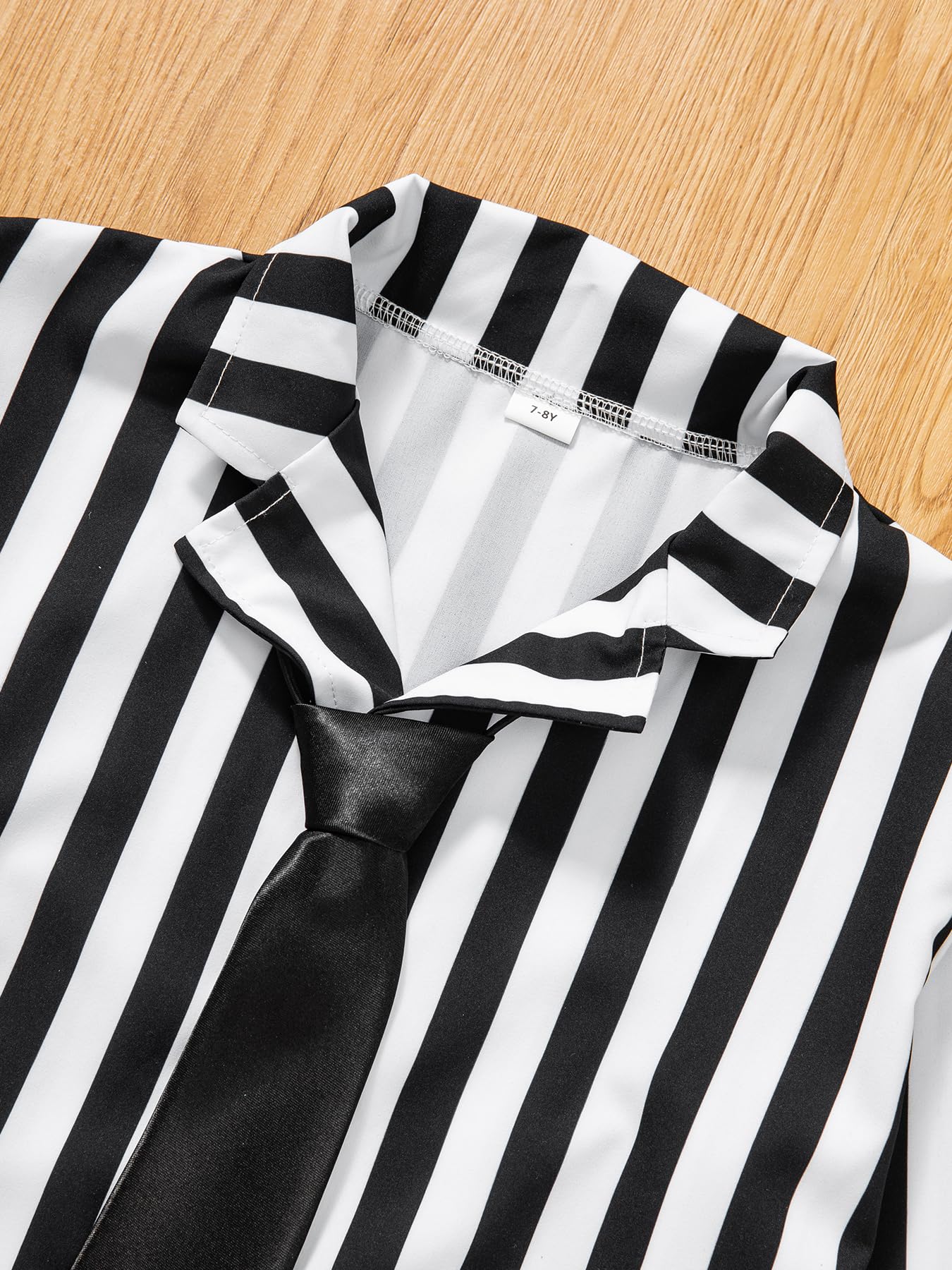 Promoted To Big Sister Boy Halloween Black And White Striped Suit Scary Costume For Kids (6T)