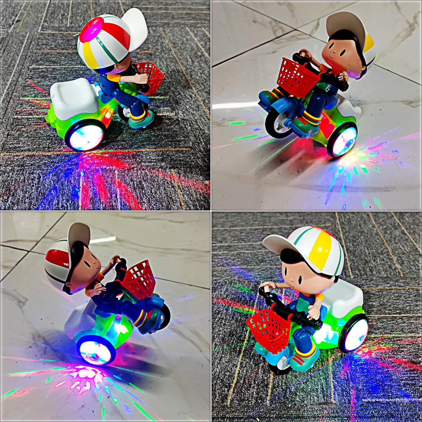 Tipmant Baby Toddler Electric Tricycle Toy Cartoon Motorcycle Vehicle Stunt Performance, Music, Luminous Lights, Kids Birthday G
