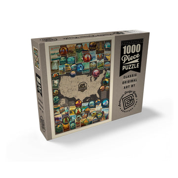 MyPuzzle 63 American National Parks: Collage Map  Vintage Poster - enhanced 1000 Piece Jigsaw Puzzle for mature-themeds