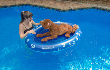 Poolcandy Inflatable Pet Float - Easy Set Up Doggy Pool Floats (Up-To 100Lb Paw Large)
