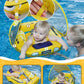 Kalolary Baby Pool Float with Canopy, Non-Inflatable Swim Trainer, Adjustable Strap, for 3-24 Months, Yellow Car