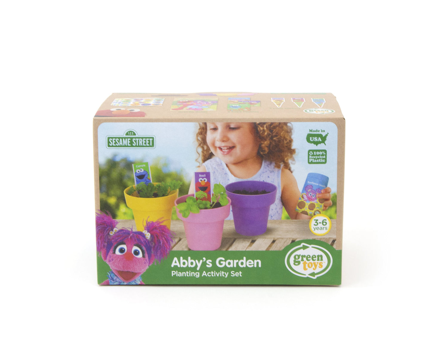 Green Toys Sesame Street Abby'S Garden Planting Activity Set - 17 Piece Kids Outdoor Toy Set With Seeds And Stickers. No Bpa, Phthalates, Pvc. Dishwasher Safe, Recycled Plastic, Made In Usa.