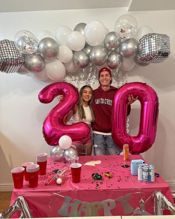 60 Balloon Number, Hot Pink Number 60Th Birthday Balloons 40 Inch, 60 Years Old Hot Pink Birthday Decorations For Men Women, 60T