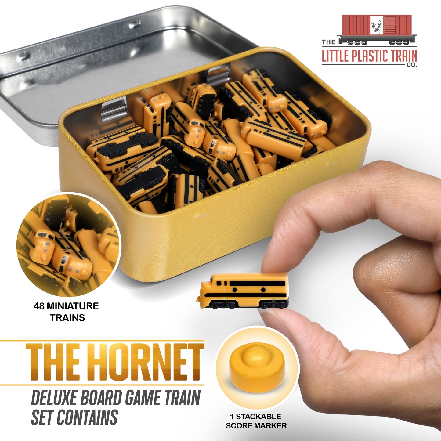 The Little Plastic Train Co. Hornet Deluxe Board Game Train Set - Upgraded Miniatures, Yellow, Model 92334