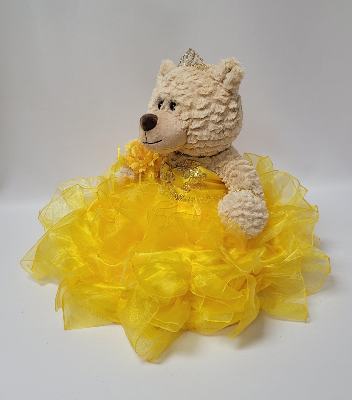 KINNEX COLLECTIONS SINCE 1997 20'' Quince Anos Quinceanera Last Doll Teddy Bear with Dress (Centerpiece) ~ ARC16832-11R (Yellow)
