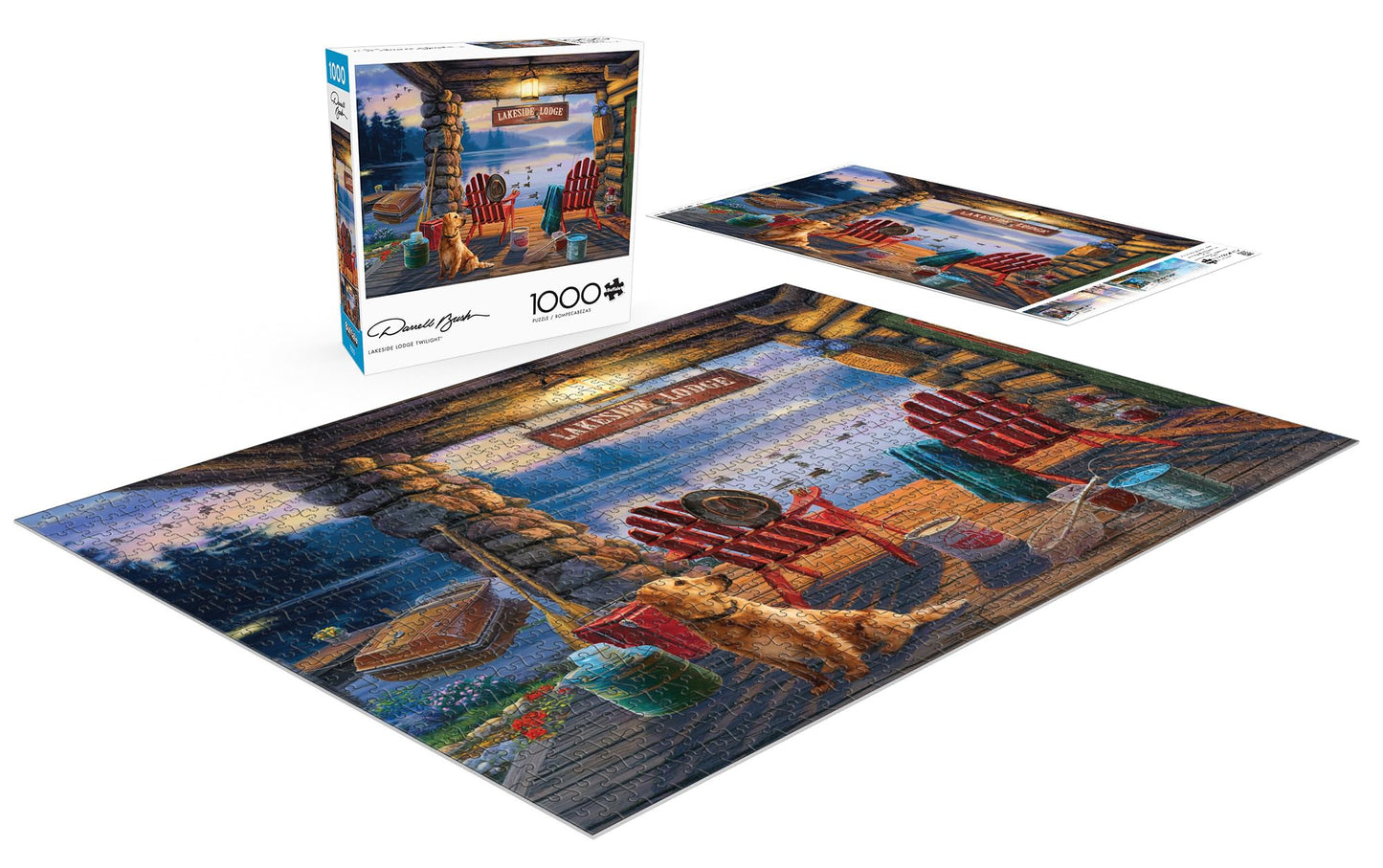 Buffalo Games - Darrell Bush - Lakeside Lodge Twilight - 1000 Piece Jigsaw Puzzle For Adults Challenging Puzzle Perfect For Game Nights - Finished Puzzle Size Is 26.75 X 19.75