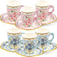 WorldBazaar Tea Party Cups and Saucers 24 Sets Floral Paper Cups with Handles 9oz Tea Party Decorations Flower Birthday Party Su