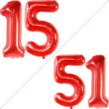 Katchon, Huge Red 15 Balloons Number - 40 Inch | Number 15 Balloons, 15Th Birthday Decorations For Girls | Red Quinceanera Decorations | 15 Birthday Balloons For Boys | 15 Year Old Balloons For Boys