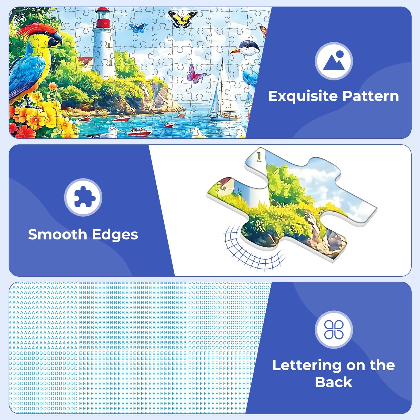 300 Pieces Puzzles for mature-themeds Birds & Flowers Puzzle 300 Pieces Puzzle for mature-themed Large Piece Coastal Lighthouse Jigsaw Puzzle for Kids Ages 8-10 Challenging Family Game Holiday Party Gift 20.5 x 15 In