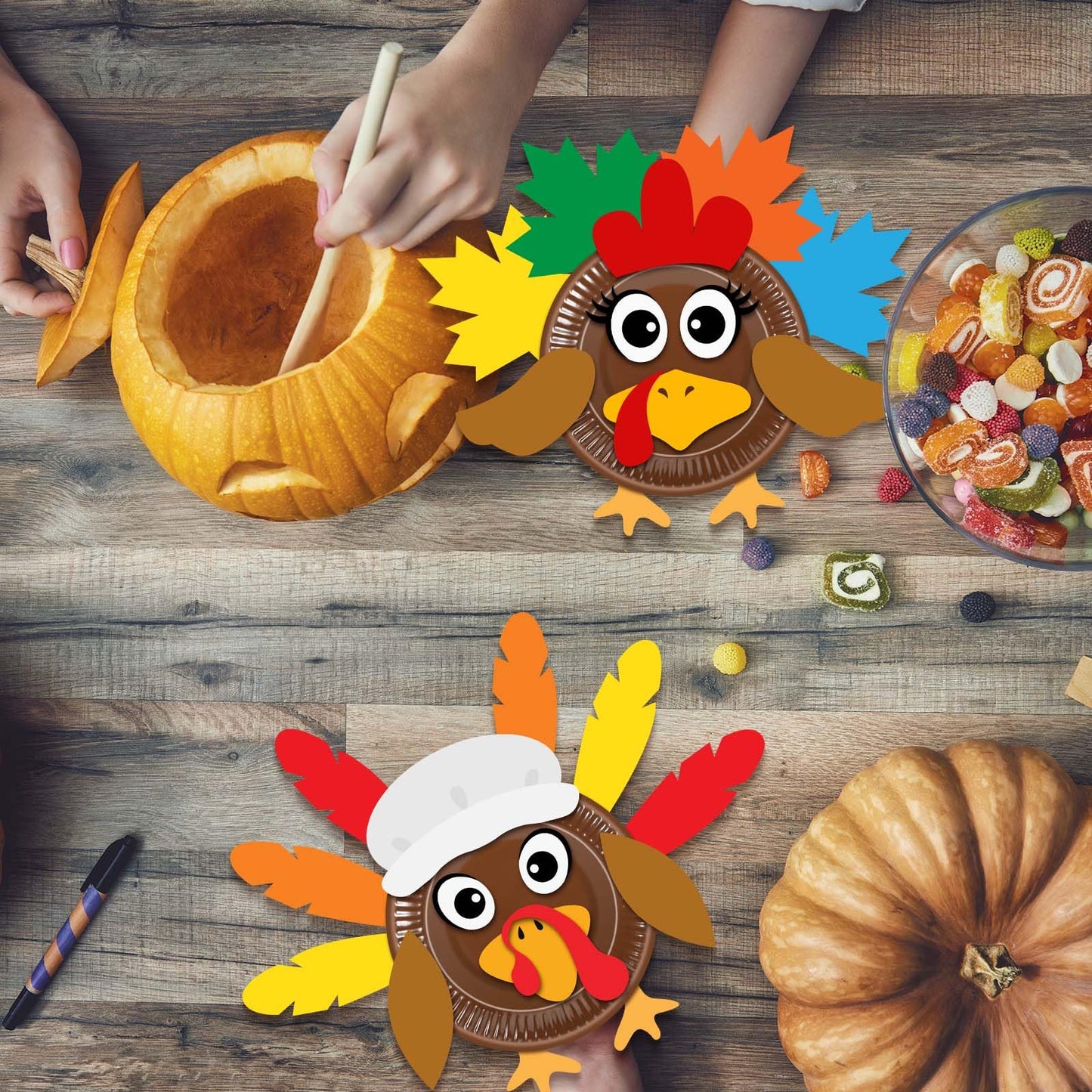Sanixin 24 Sets Thanksgiving DIY Turkey Craft Kits Fall Make a Turkey Crafts Thanksgiving Decorations Stickers Arts and Crafts f
