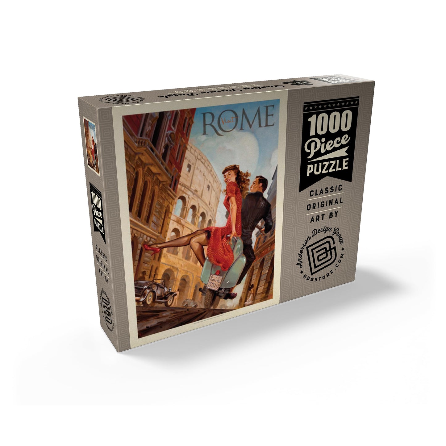 Mypuzzle Italy: Rome By Vespa, Vintage Poster - Premium 1000 Piece Jigsaw Puzzle For Adults