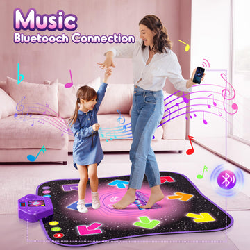 Flooyes Dance Mat Toys For 3-12 Year Old Kids, Electronic Dance Pad With Light-Up 8-Button Wireless Bluetooth, Music Dance With